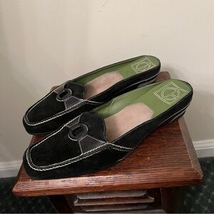 Vintage Cole Haan Nike Air Black Suede Leather Mule Loafers